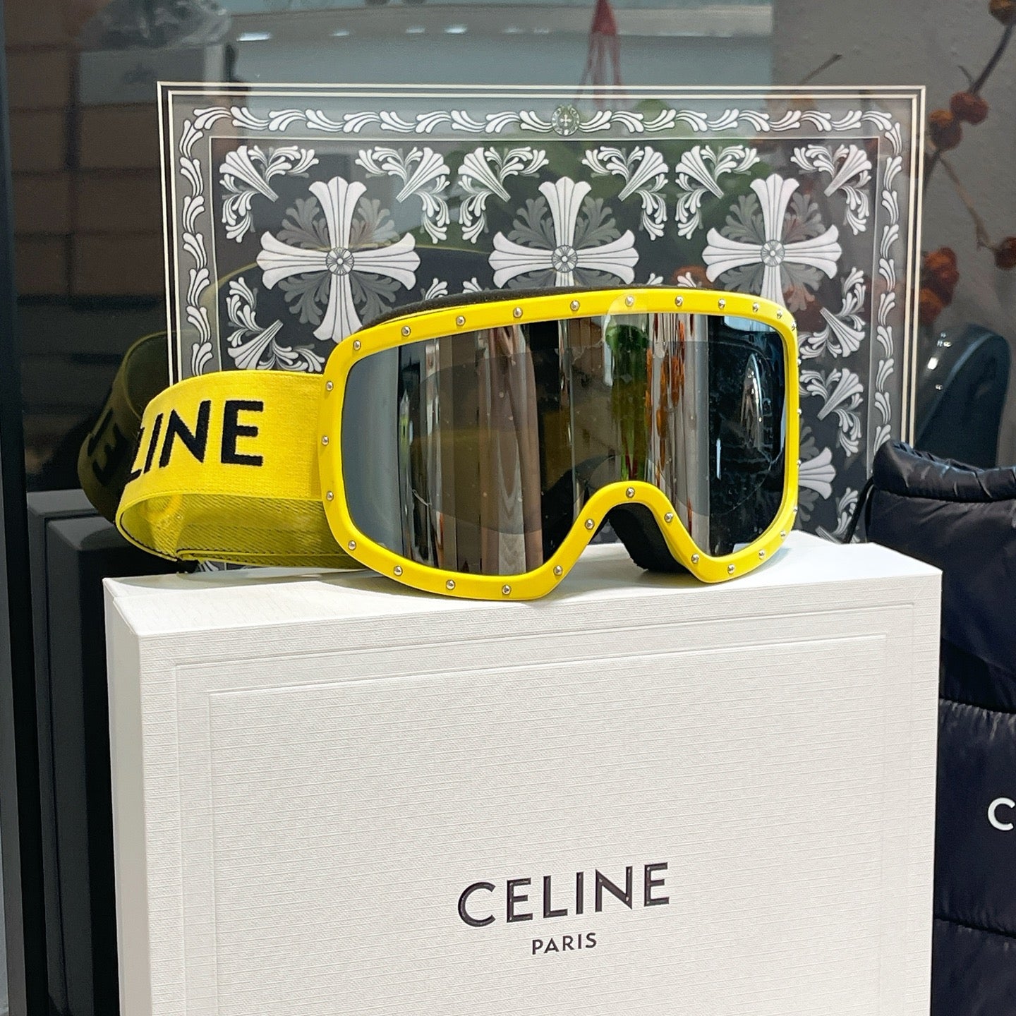 Inspired Celine Ski Goggles – Yellow Studded Frame (Unisex)