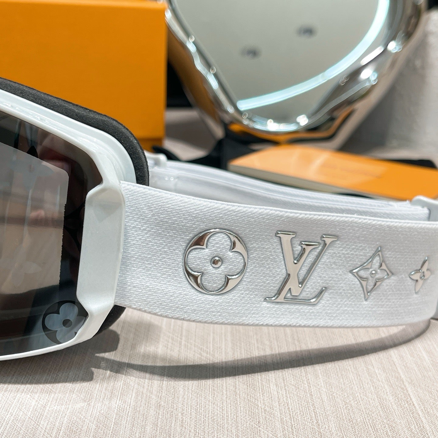 Inspired Louis Vuitton Ski Goggles – White Monogram Design (Unisex)