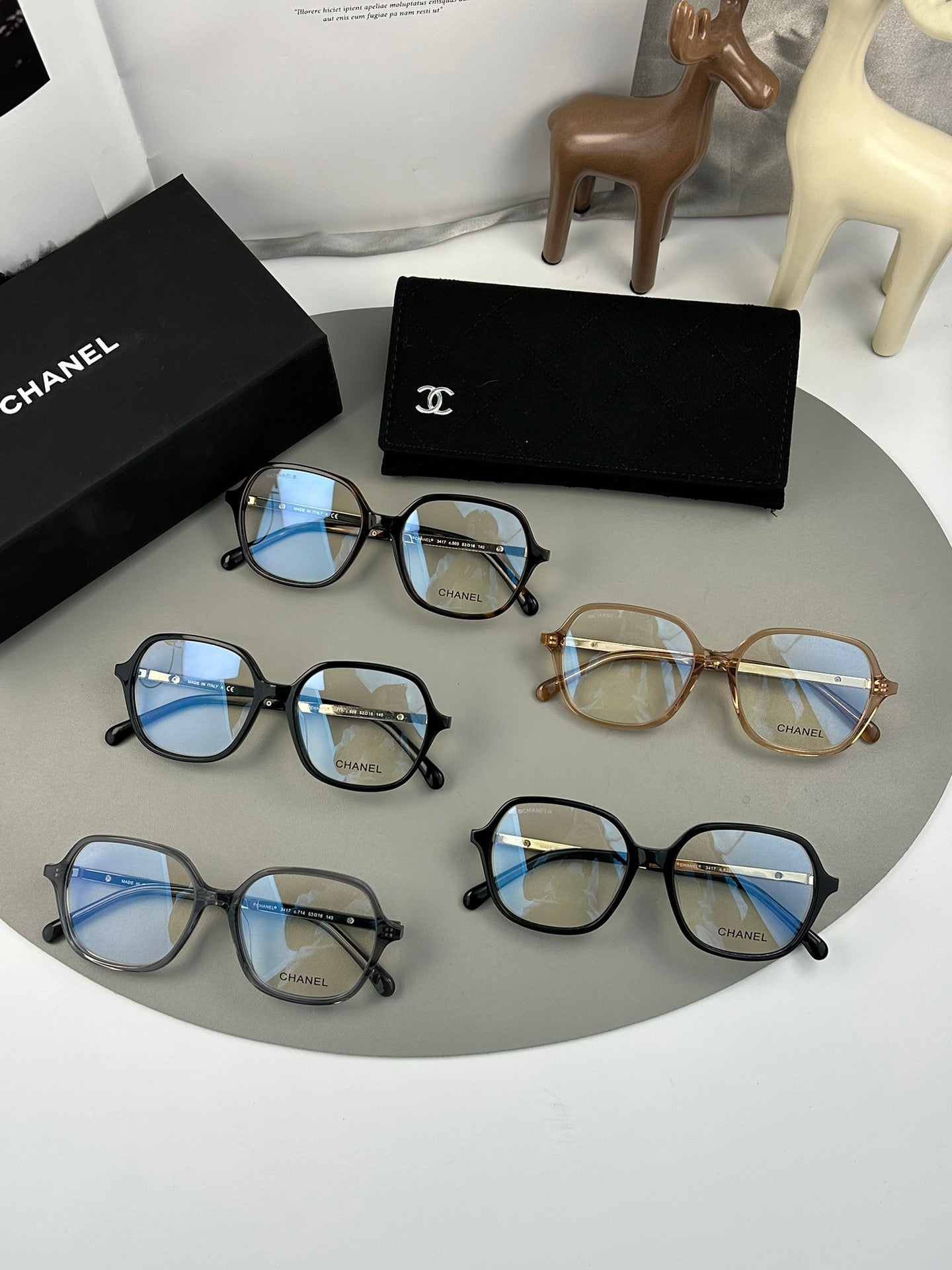 Inspired Chanel CH3417 – Geometric Eyeglasses with Logo Temples (1:1 Mirror Quality)