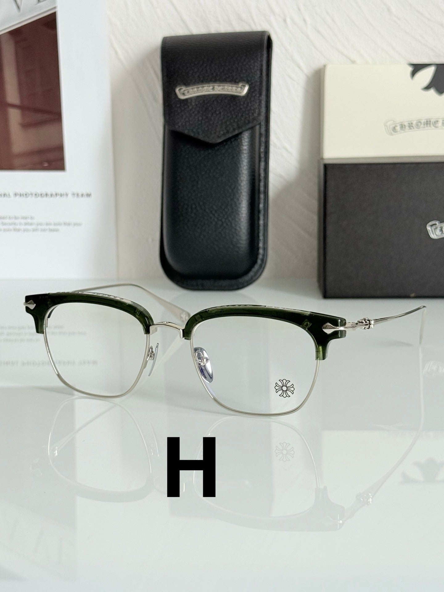 Chrome Hearts Model: SLUNTRADICTION – Premium Half-Rim Eyeglasses (925 Silver, 1:1 Mirror Quality)