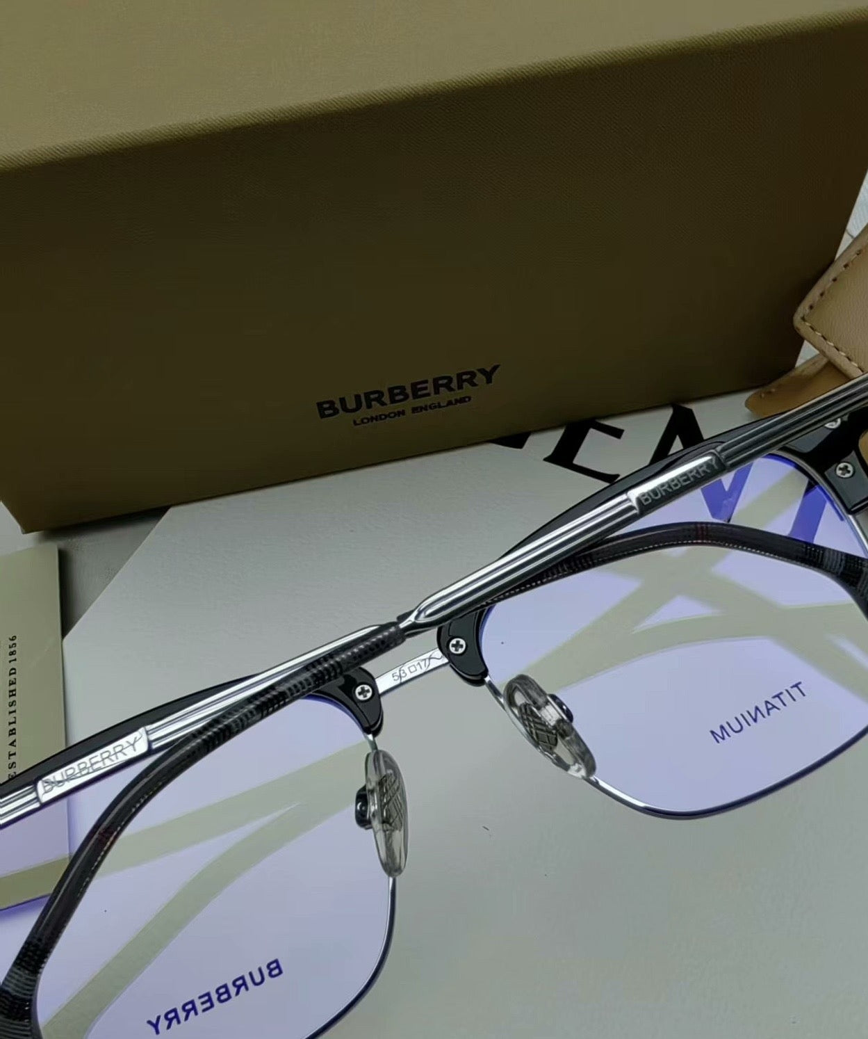Inspired Burberry B2359 – Semi-Rimless Titanium Optical Eyeglasses (1:1 Mirror Quality)