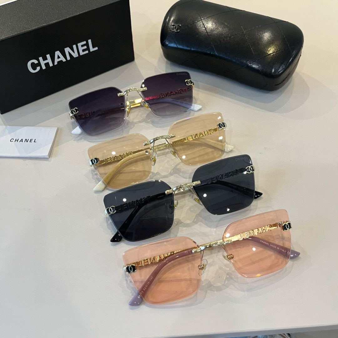 Inspired Chanel 68071 – Rimless Pink Sunglasses with Logo Temples (1:1 Mirror Quality)