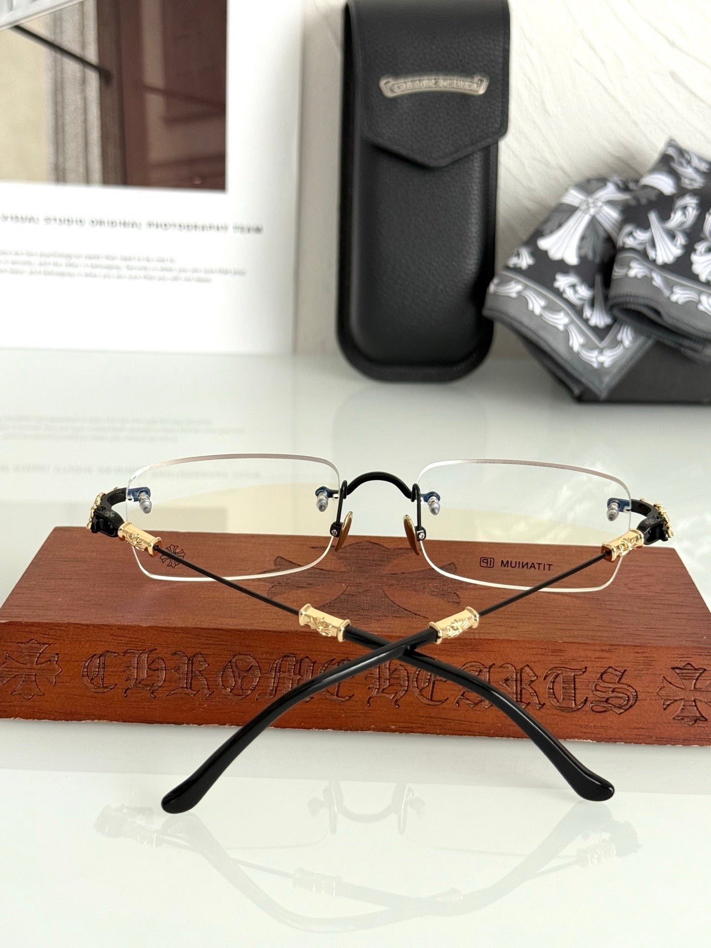 Chrome Hearts Pills III – Rimless Titanium Eyeglasses (1:1 Mirror Quality)