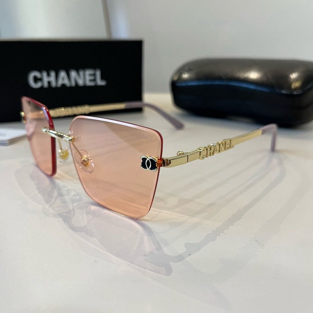 Inspired Chanel 68071 – Rimless Pink Sunglasses with Logo Temples (1:1 Mirror Quality)