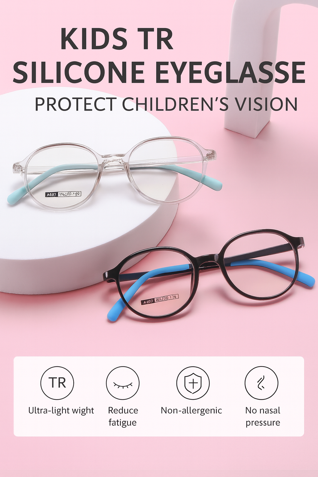 Kids Round Optical Glasses – Model A802 (Ages 7–12)