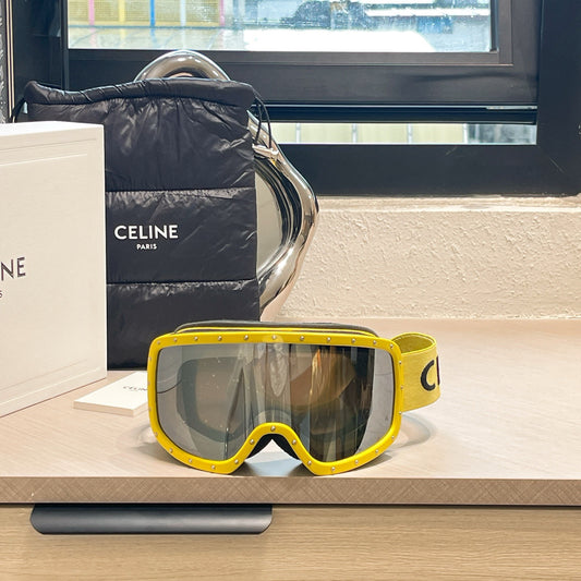 Inspired Celine Ski Goggles – Yellow Studded Frame (Unisex)