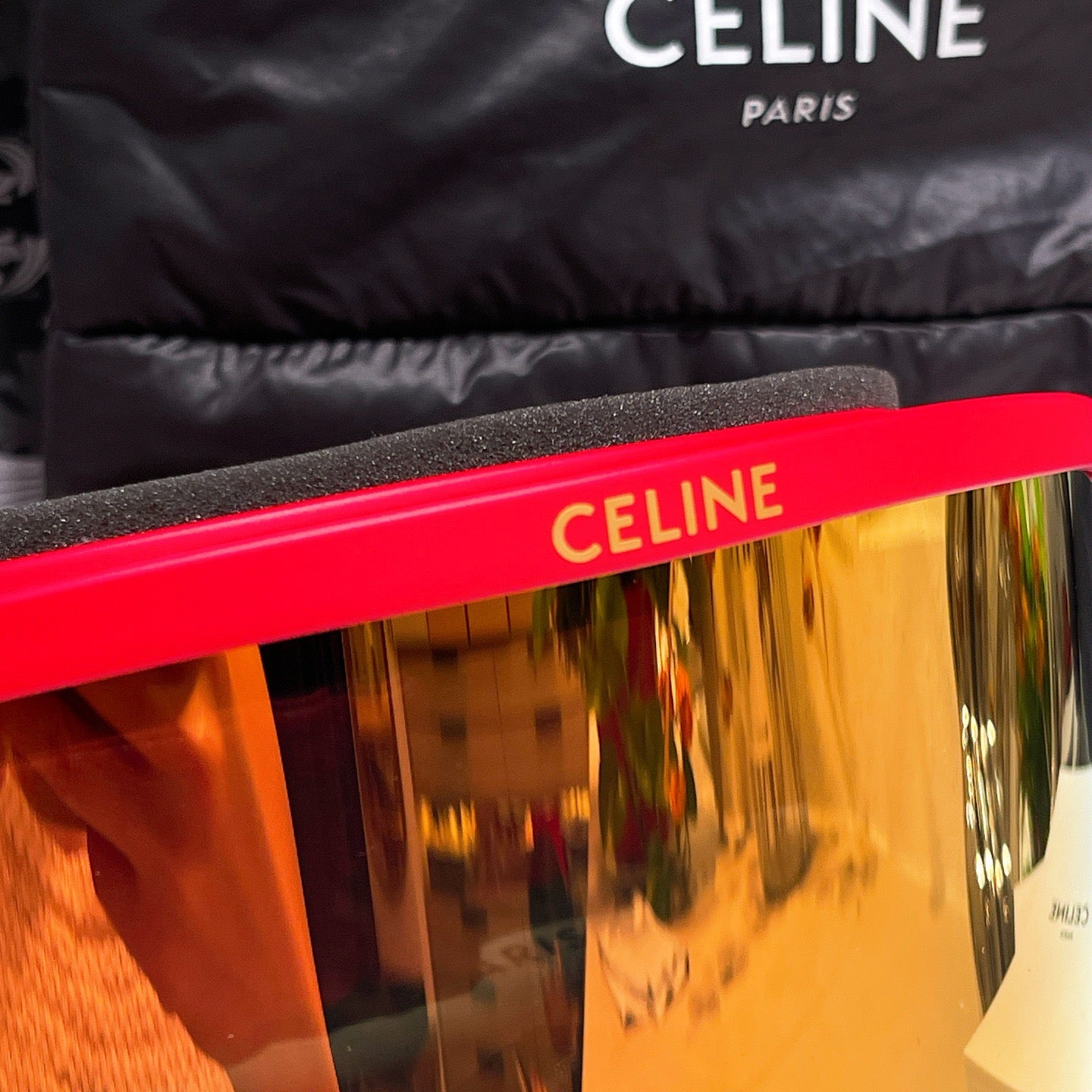 Inspired Celine Ski Goggles – Red Oversized Shield (Unisex)