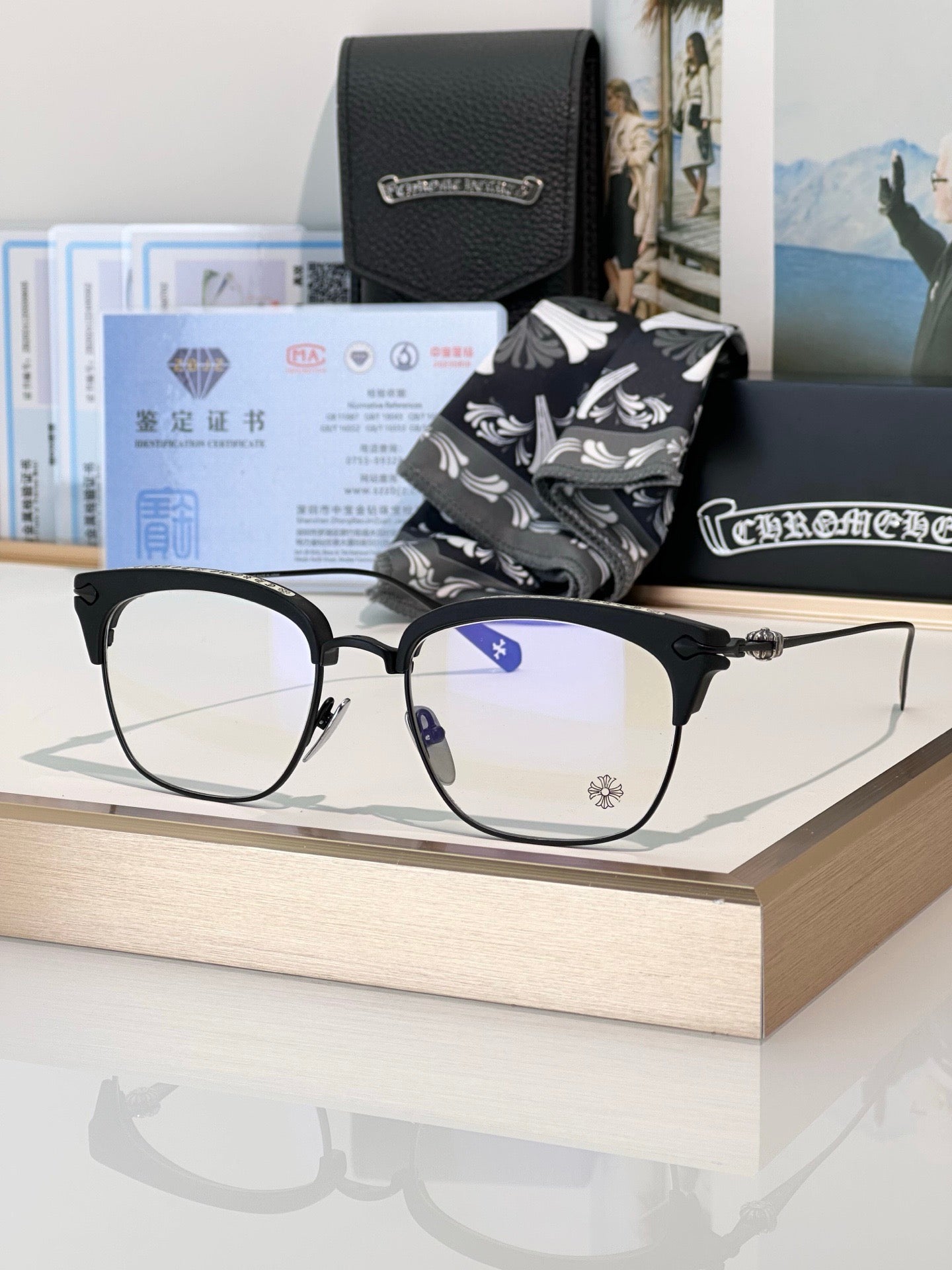 Chrome Hearts Model: SLUNTRADICTION – Premium Half-Rim Eyeglasses (925 Silver, 1:1 Mirror Quality)