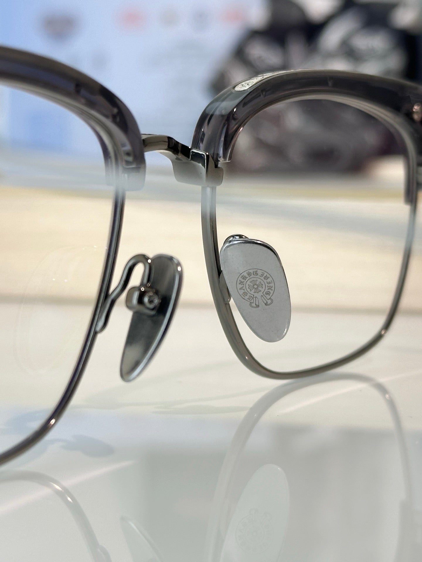 Chrome Hearts Model: SLUNTRADICTION – Premium Half-Rim Eyeglasses (925 Silver, 1:1 Mirror Quality)