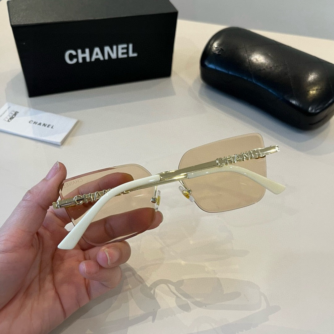 Inspired Chanel 68071 – Rimless Pink Sunglasses with Logo Temples (1:1 Mirror Quality)