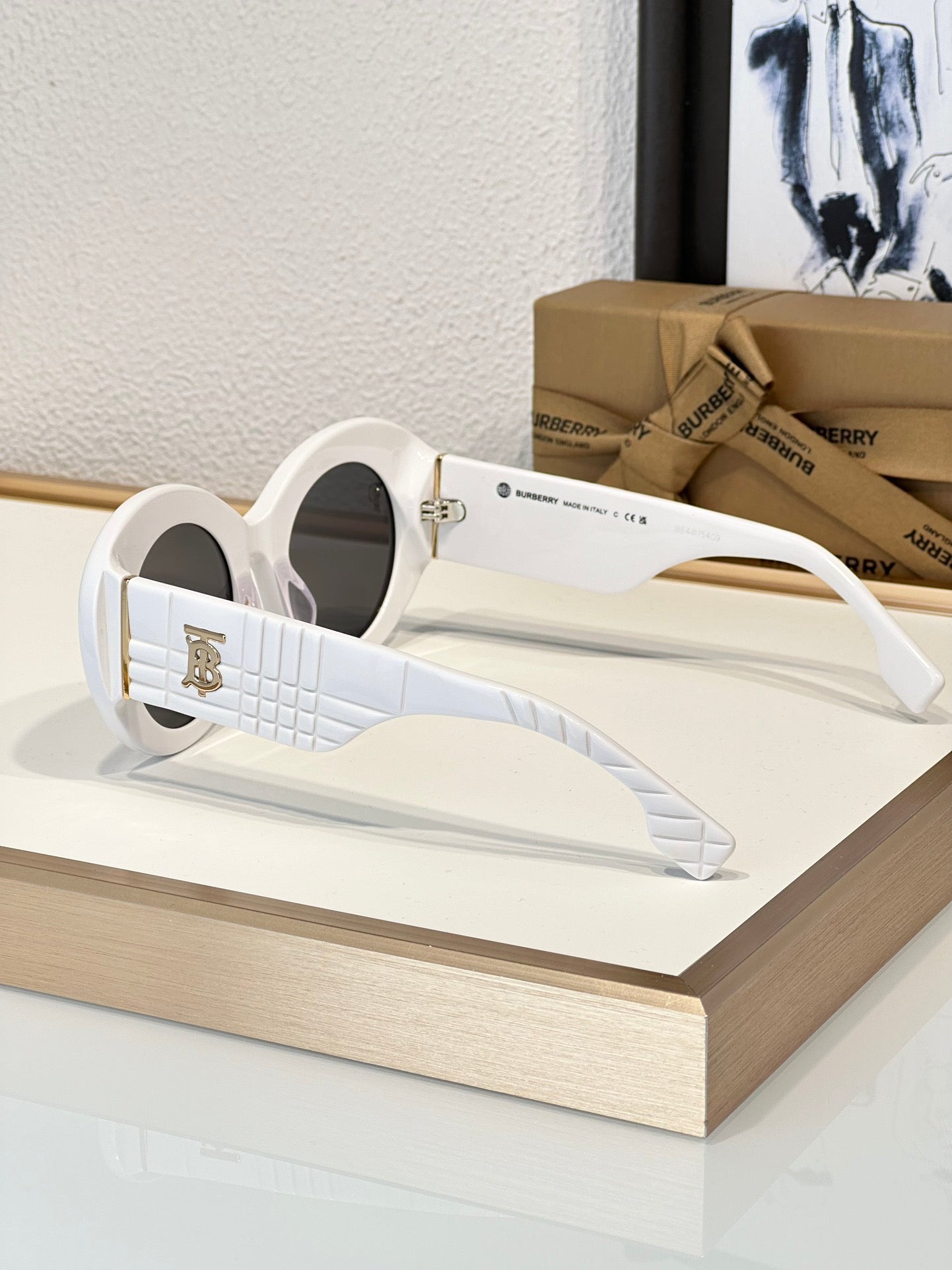 Inspired Burberry B4370U – Oversized Oval Sunglasses (1:1 Mirror Quality)- White