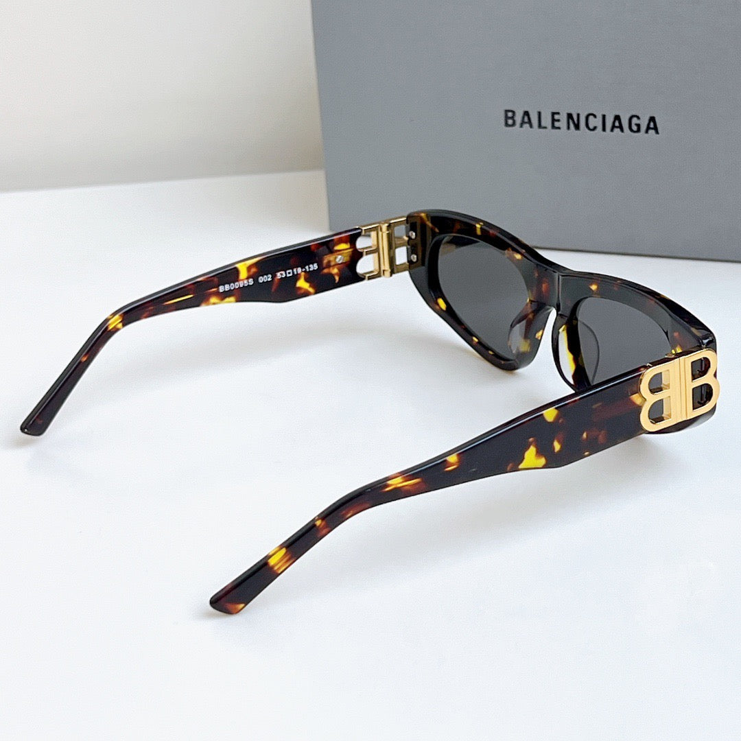 Inspired Balenciaga BB0095 – Tortoise Rectangle Sunglasses with Gold Logo (1:1 Mirror Quality)