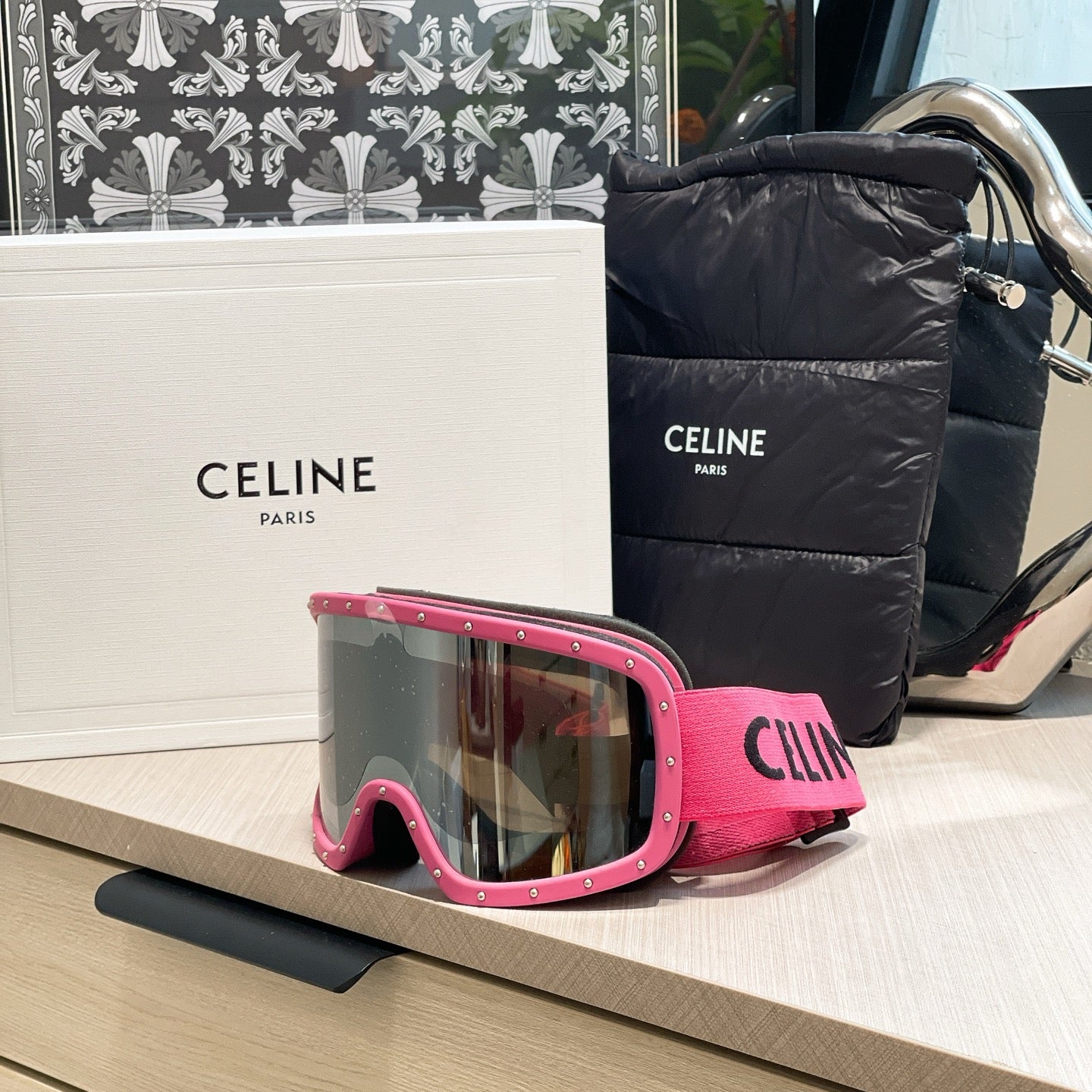 Inspired Celine Ski Goggles – Pink Studded Frame (Unisex)