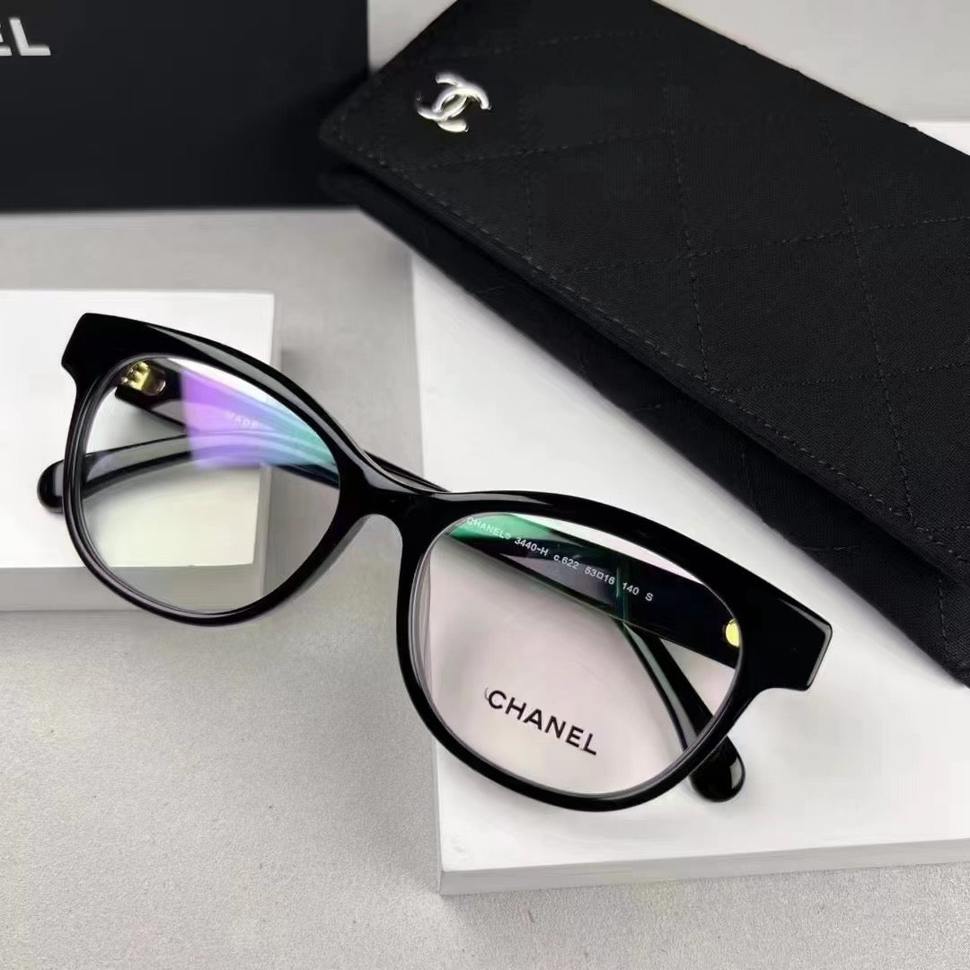 Inspired Chanel CH3440-H – Cat-Eye Eyeglasses with Pearl Temple Detail (1:1 Mirror Quality)