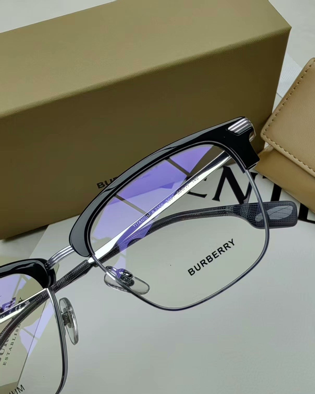 Inspired Burberry B2359 – Semi-Rimless Titanium Optical Eyeglasses (1:1 Mirror Quality)