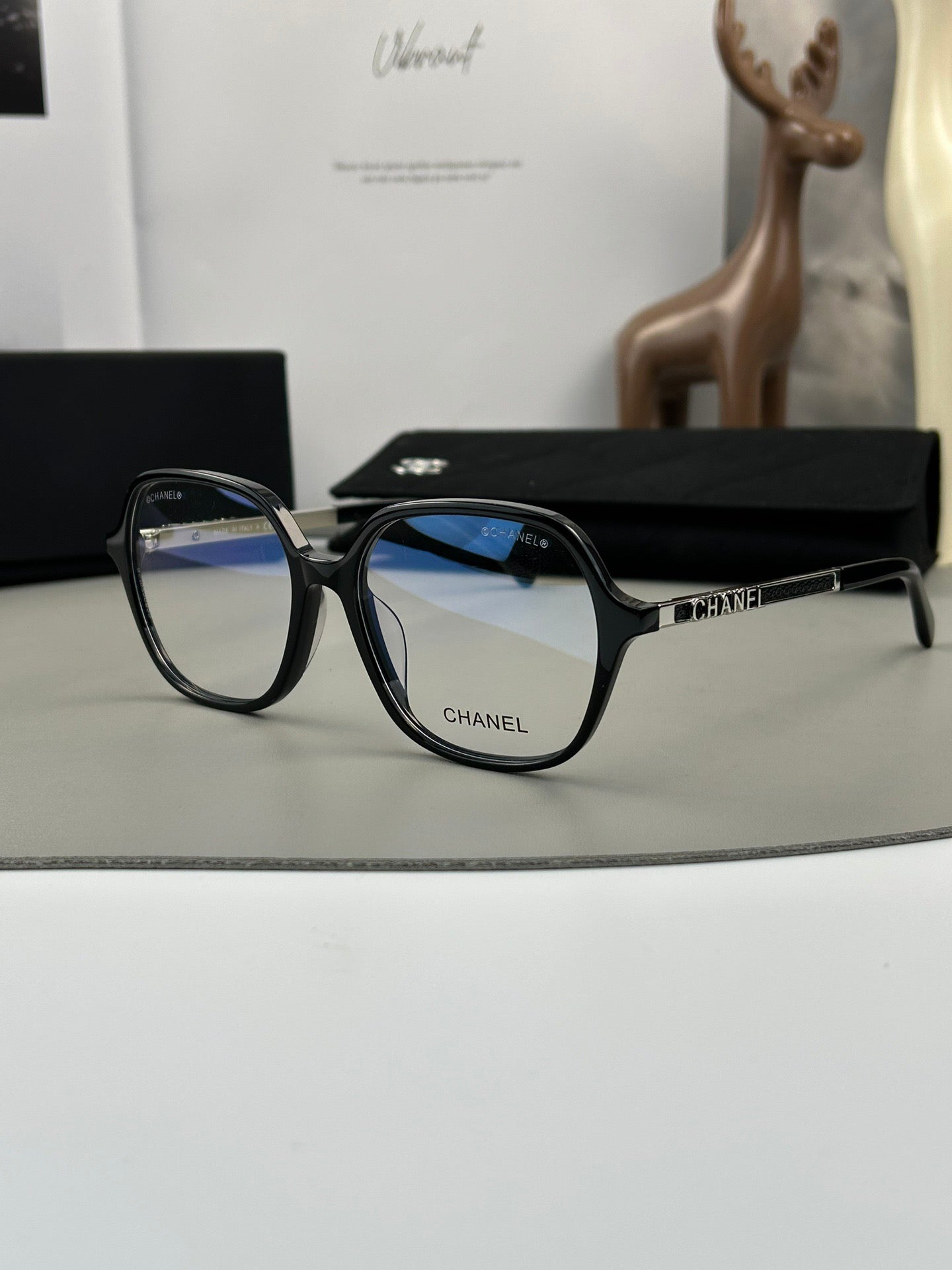 Inspired Chanel CH3417 – Geometric Eyeglasses with Logo Temples (1:1 Mirror Quality)