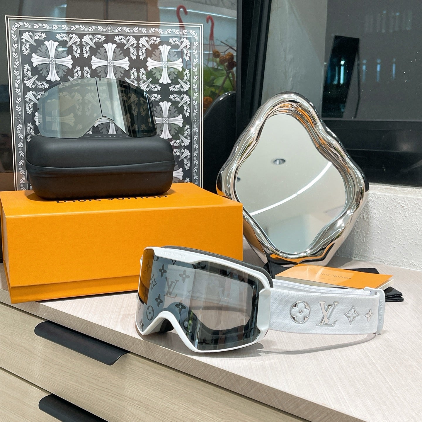 Inspired Louis Vuitton Ski Goggles – White Monogram Design (Unisex)
