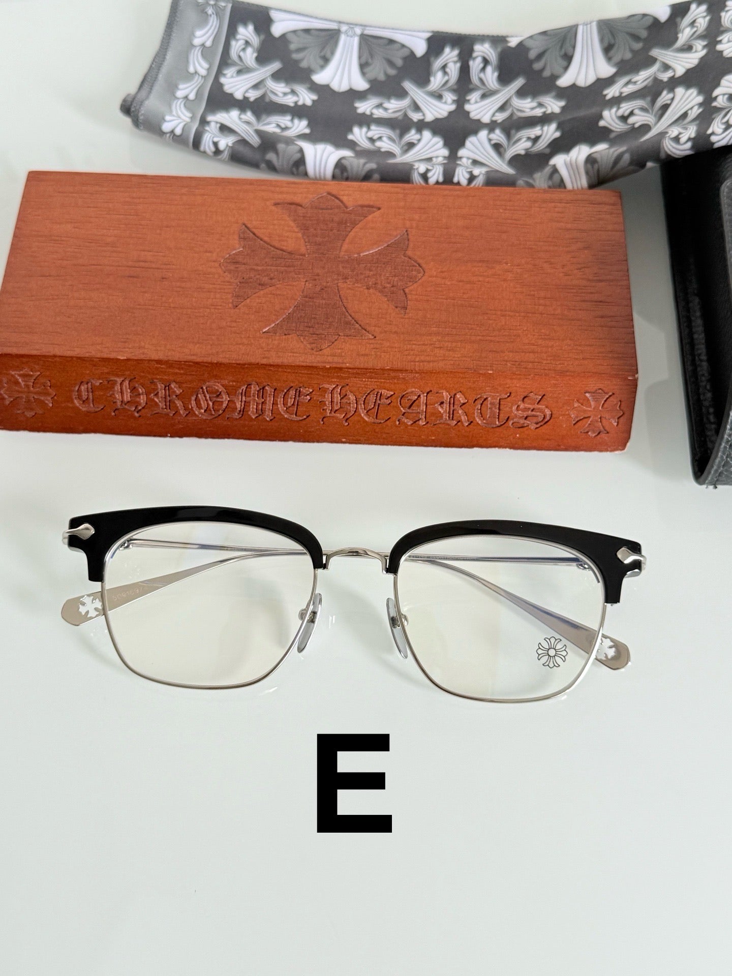 Chrome Hearts Model: SLUNTRADICTION – Premium Half-Rim Eyeglasses (925 Silver, 1:1 Mirror Quality)