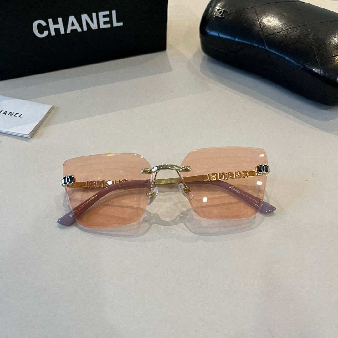 Inspired Chanel 68071 – Rimless Pink Sunglasses with Logo Temples (1:1 Mirror Quality)