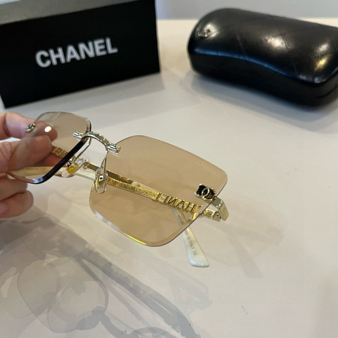 Inspired Chanel 68071 – Rimless Pink Sunglasses with Logo Temples (1:1 Mirror Quality)