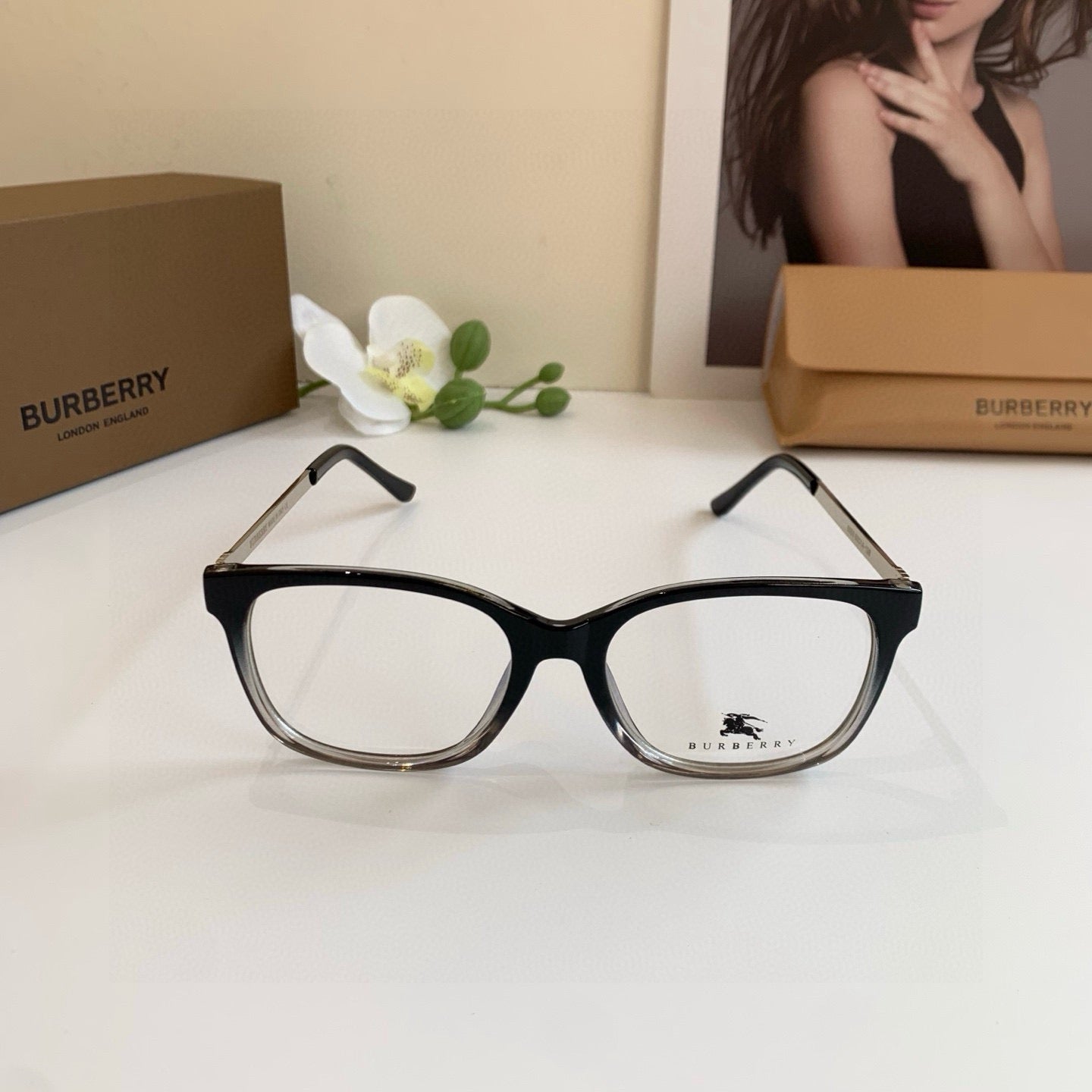 Inspired Burberry 6050 – Square Optical Eyeglasses (Black Fade, 1:1 Mirror Quality)