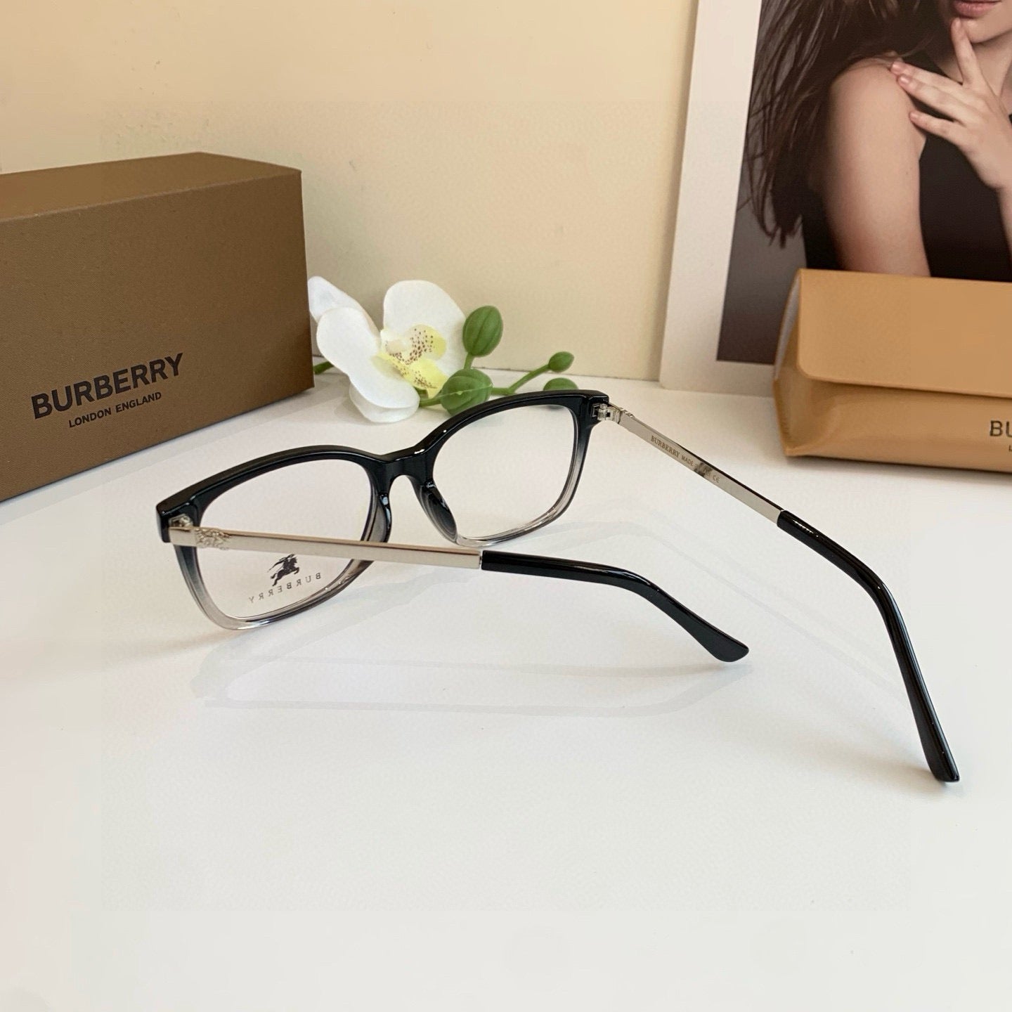Inspired Burberry 6050 – Square Optical Eyeglasses (Black Fade, 1:1 Mirror Quality)