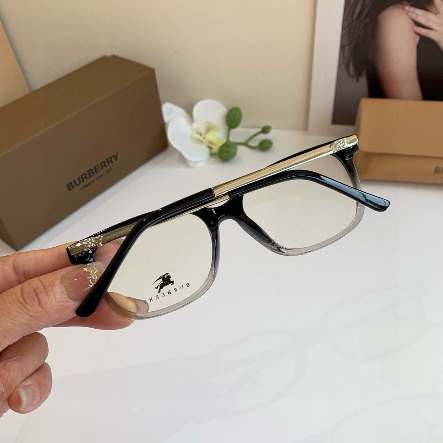 Inspired Burberry 6050 – Square Optical Eyeglasses (Black Fade, 1:1 Mirror Quality)