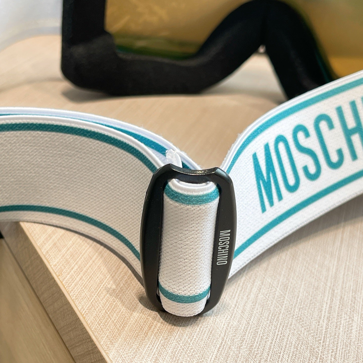 Inspired Moschino Ski Goggles – Blue & White Teddy Strap (Unisex)