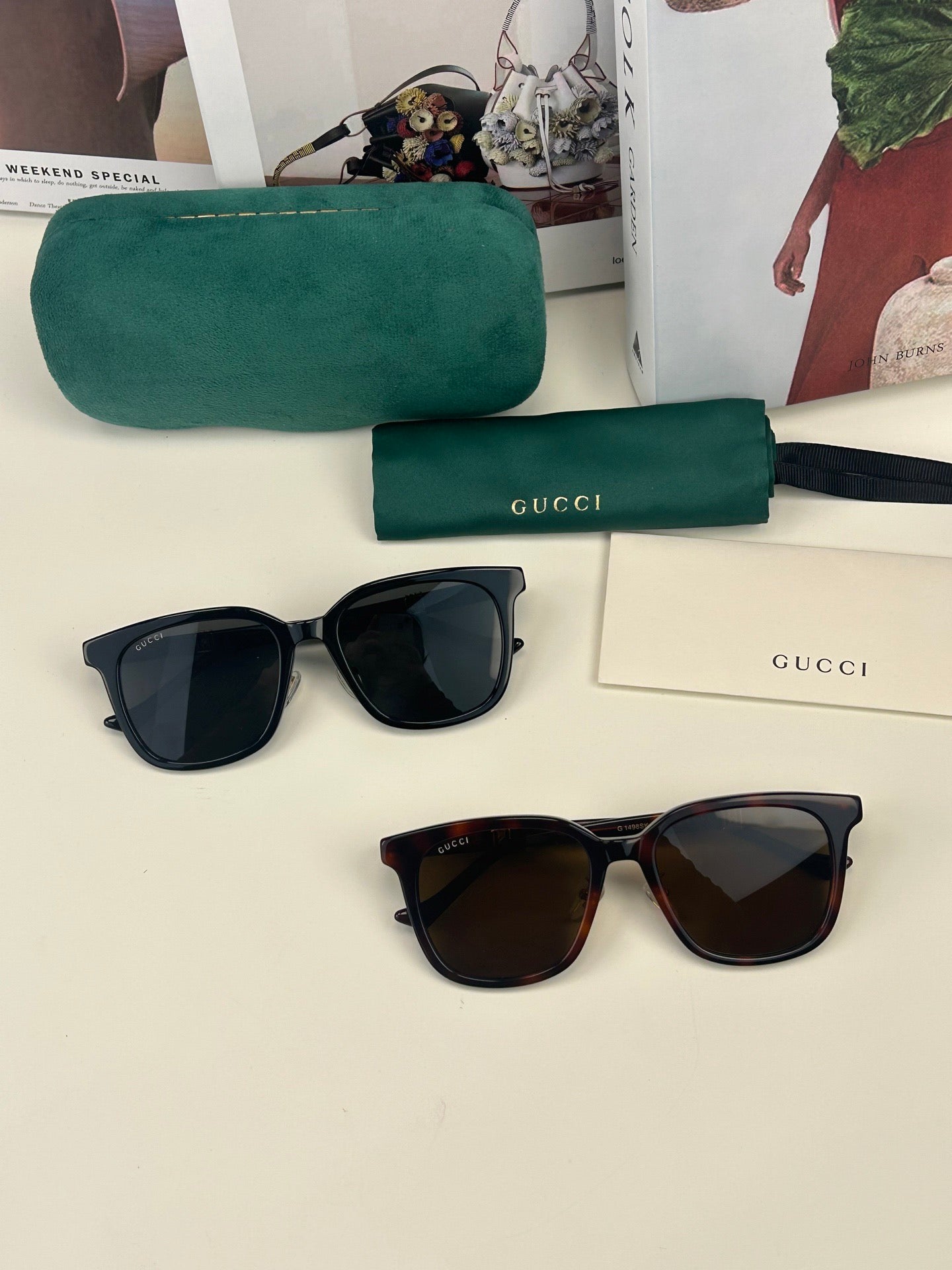Inspired Gucci GG1498SK – Retro Square Sunglasses with Stripe Temples