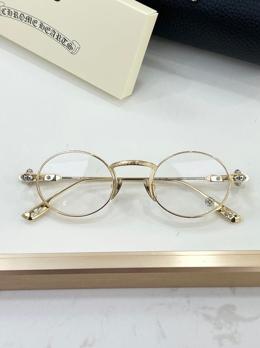 Inspired Chrome Hearts HONEYDIPPED – Round Optical Glasses with Gothic Detailing (1:1 Mirror Quality)