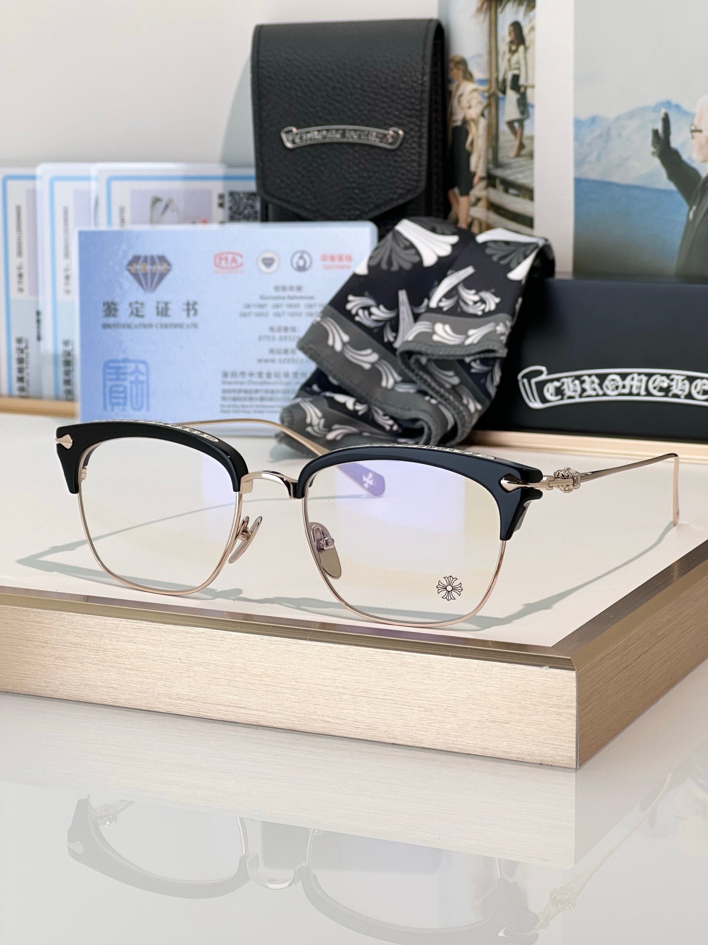 Chrome Hearts Model: SLUNTRADICTION – Premium Half-Rim Eyeglasses (925 Silver, 1:1 Mirror Quality)