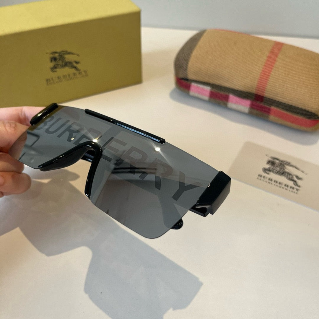 Inspired Burberry BE4291 – Oversized Shield Sunglasses (1:1 Mirror Quality)- Silver Grey