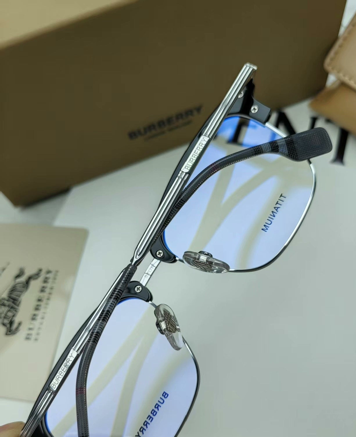 Inspired Burberry B2359 – Semi-Rimless Titanium Optical Eyeglasses (1:1 Mirror Quality)