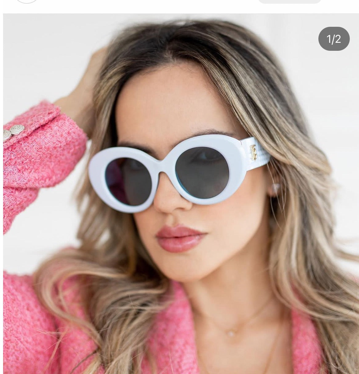 Inspired Burberry B4370U – Oversized Oval Sunglasses (1:1 Mirror Quality)- White