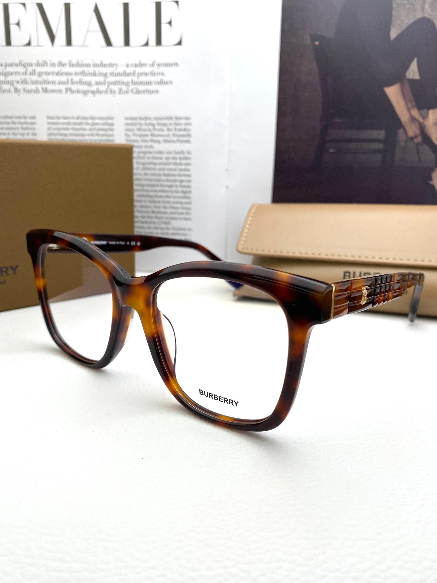 Inspired Burberry BE2363F – Classic Square Optical Eyeglasses (1:1 Mirror Quality)- Brown tortoiseshell