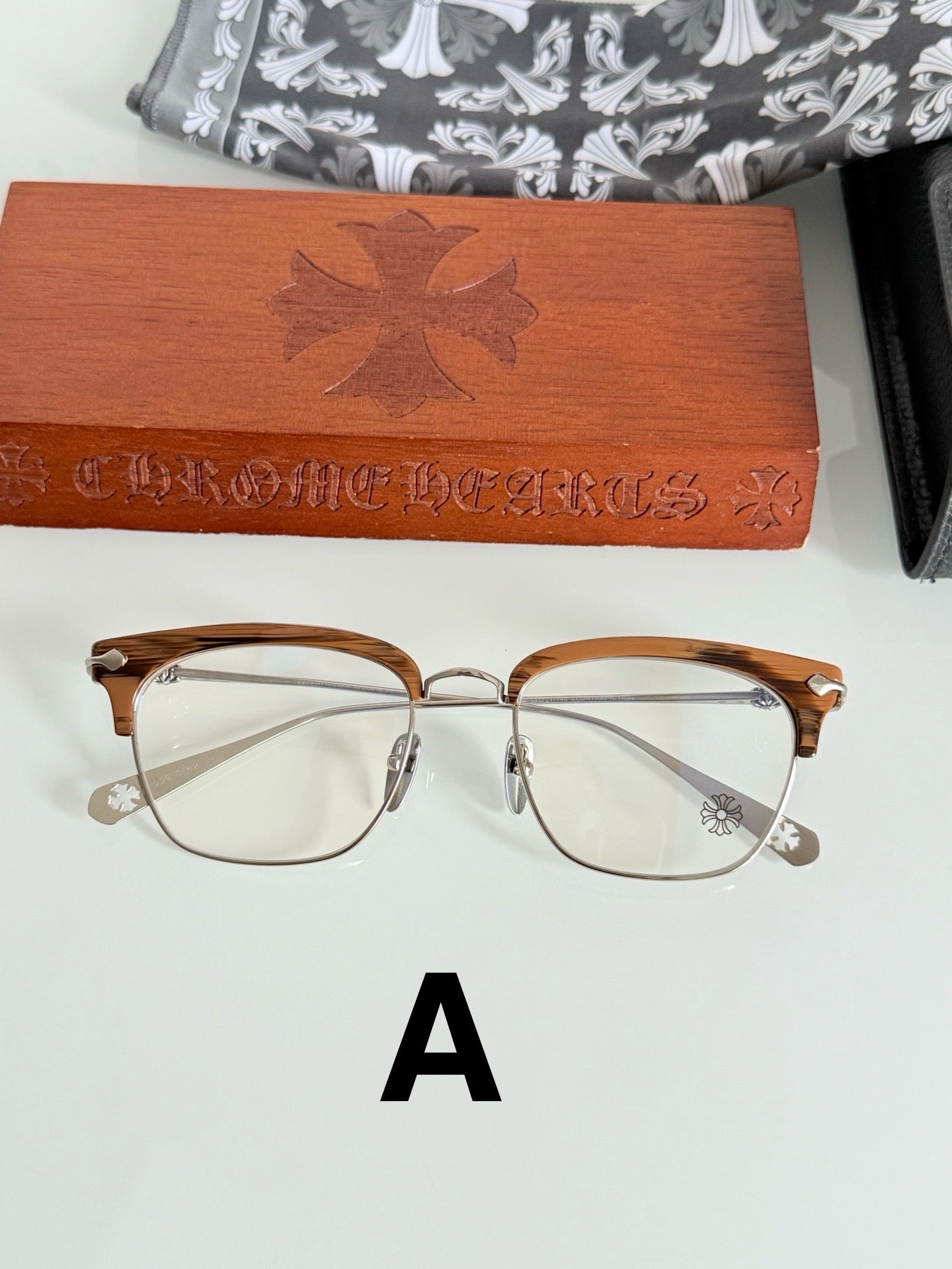 Chrome Hearts Model: SLUNTRADICTION – Premium Half-Rim Eyeglasses (925 Silver, 1:1 Mirror Quality)