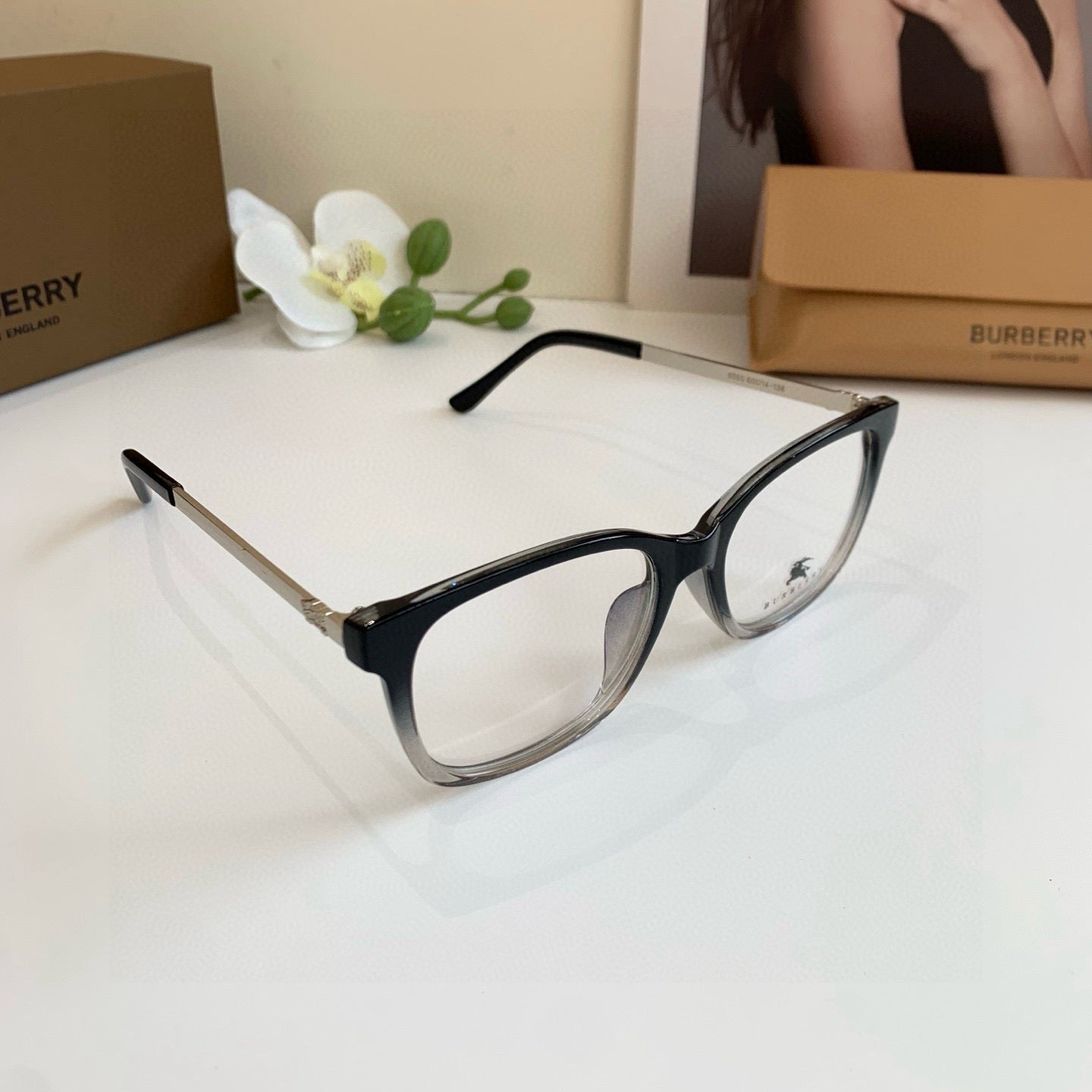 Inspired Burberry 6050 – Square Optical Eyeglasses (Black Fade, 1:1 Mirror Quality)