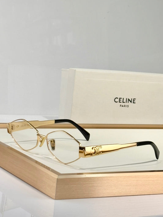 Inspired CELINE CL40254U – Triomphe Metal 02 Gold Eyeglasses  (1:1 Mirror Quality)