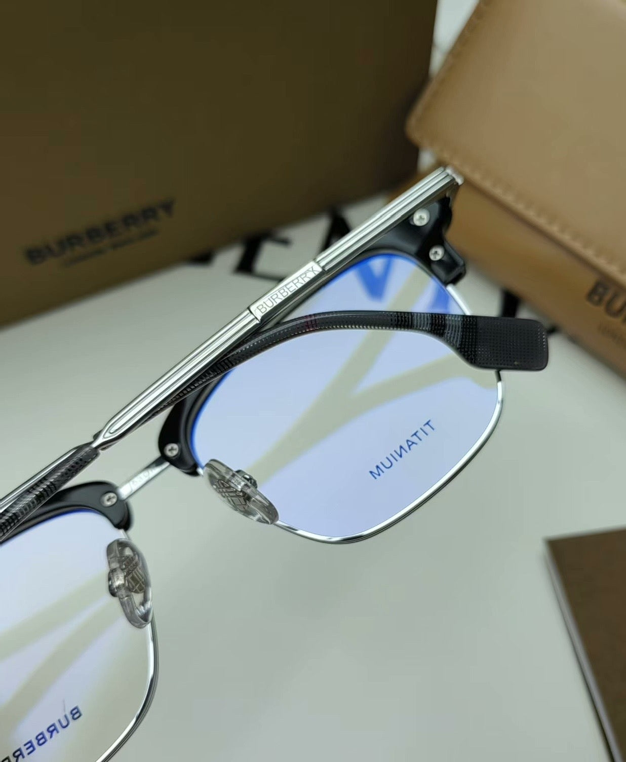 Inspired Burberry B2359 – Semi-Rimless Titanium Optical Eyeglasses (1:1 Mirror Quality)