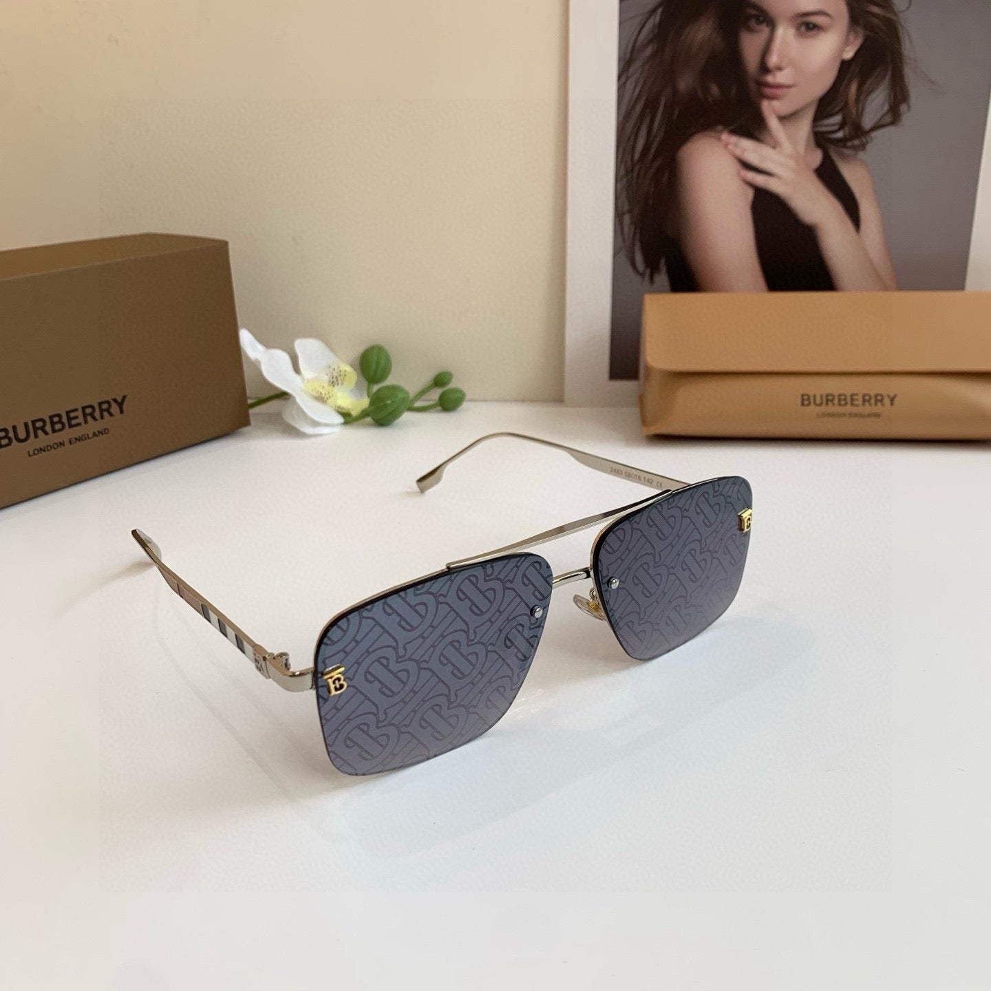 Inspired Burberry 2483 – Luxury Square Metal Sunglasses (1:1 Mirror Quality)