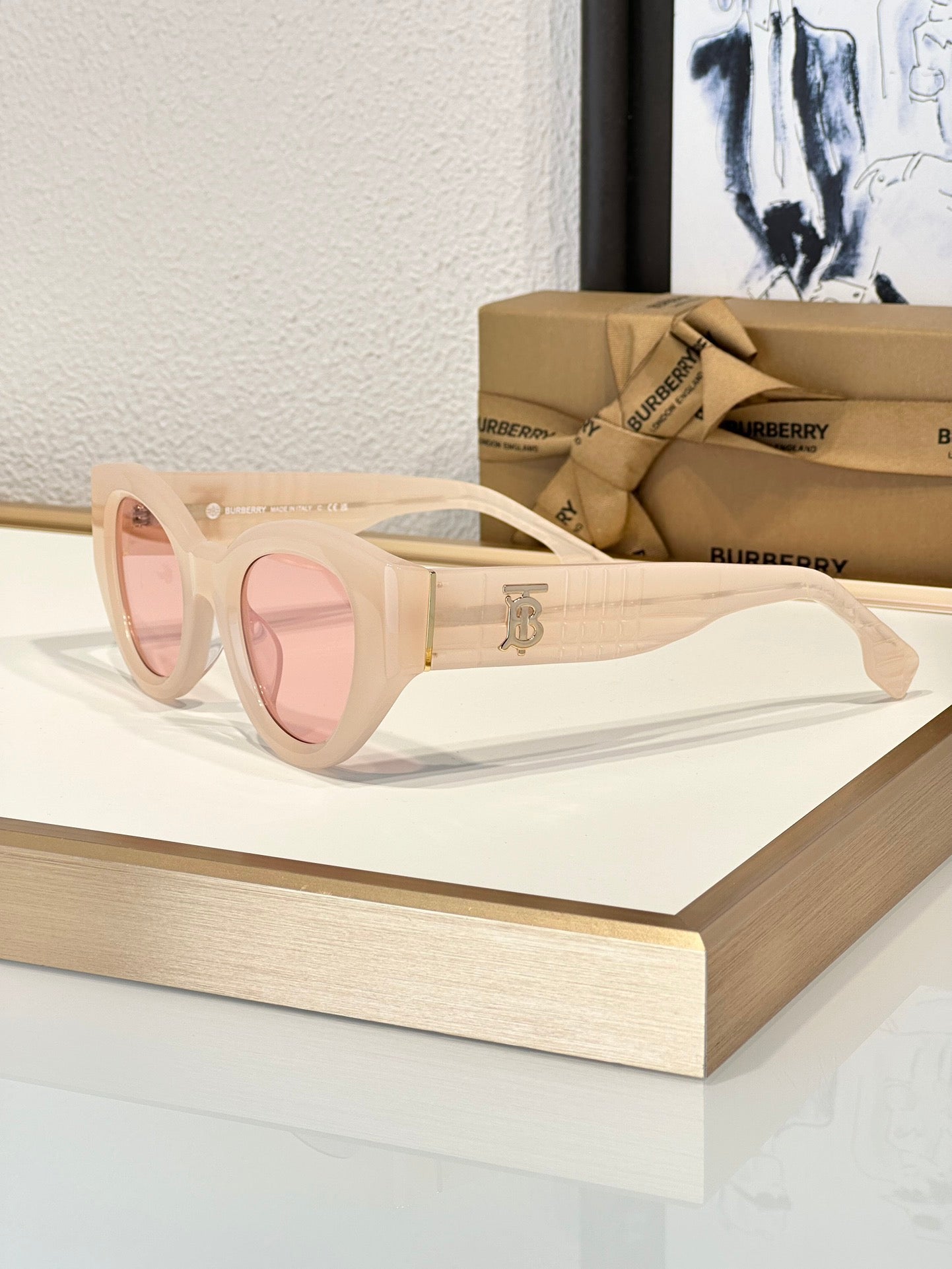Inspired Burberry B4390 – Transparent Pink Cat-Eye Sunglasses (1:1 Mirror Quality)