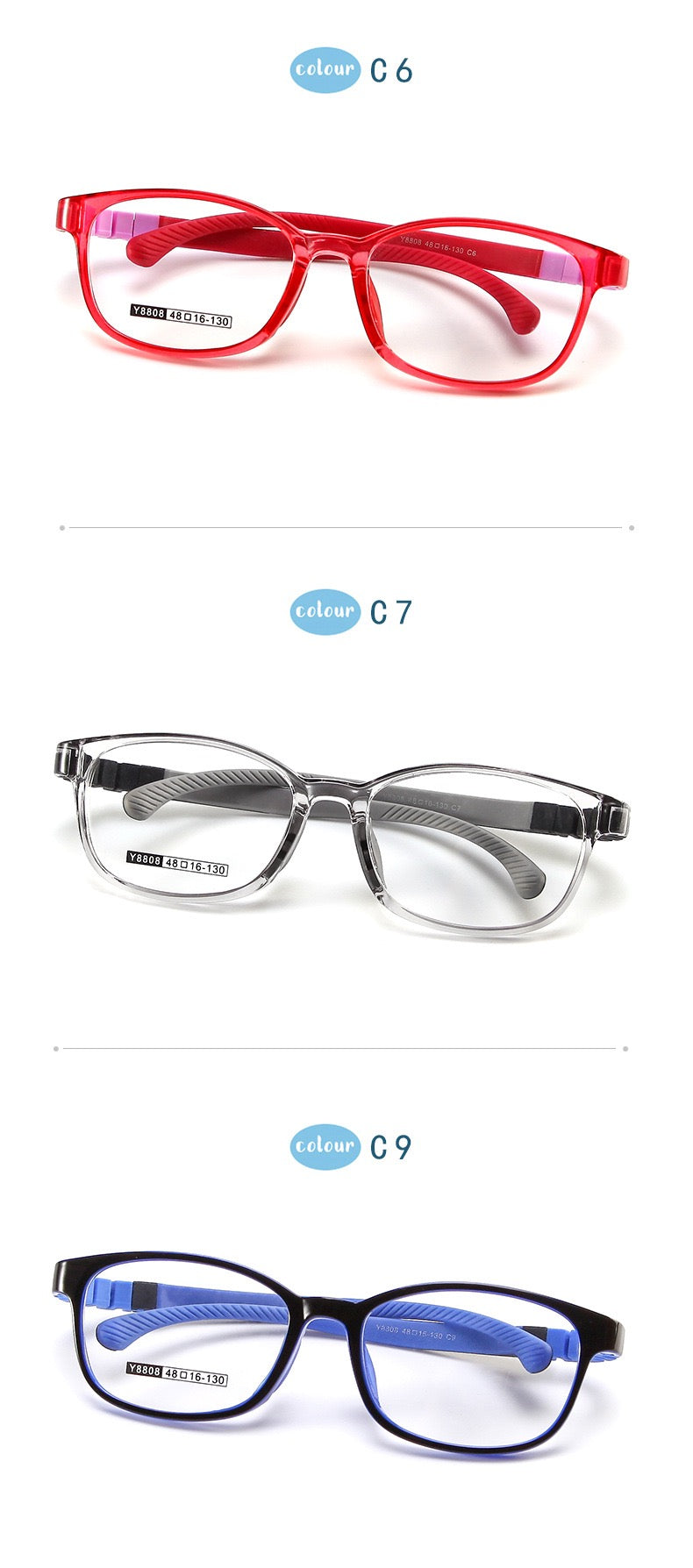 Kids Lightweight Eyeglass Frame – Model T8808 (Ages 6–12)