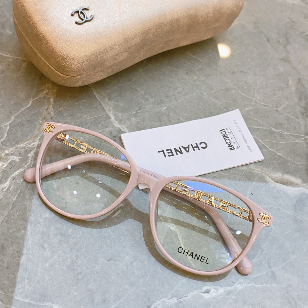 Inspired Chanel CH0817 – Cat-Eye Eyeglasses with Logo Chain Temples (1:1 Mirror Quality)