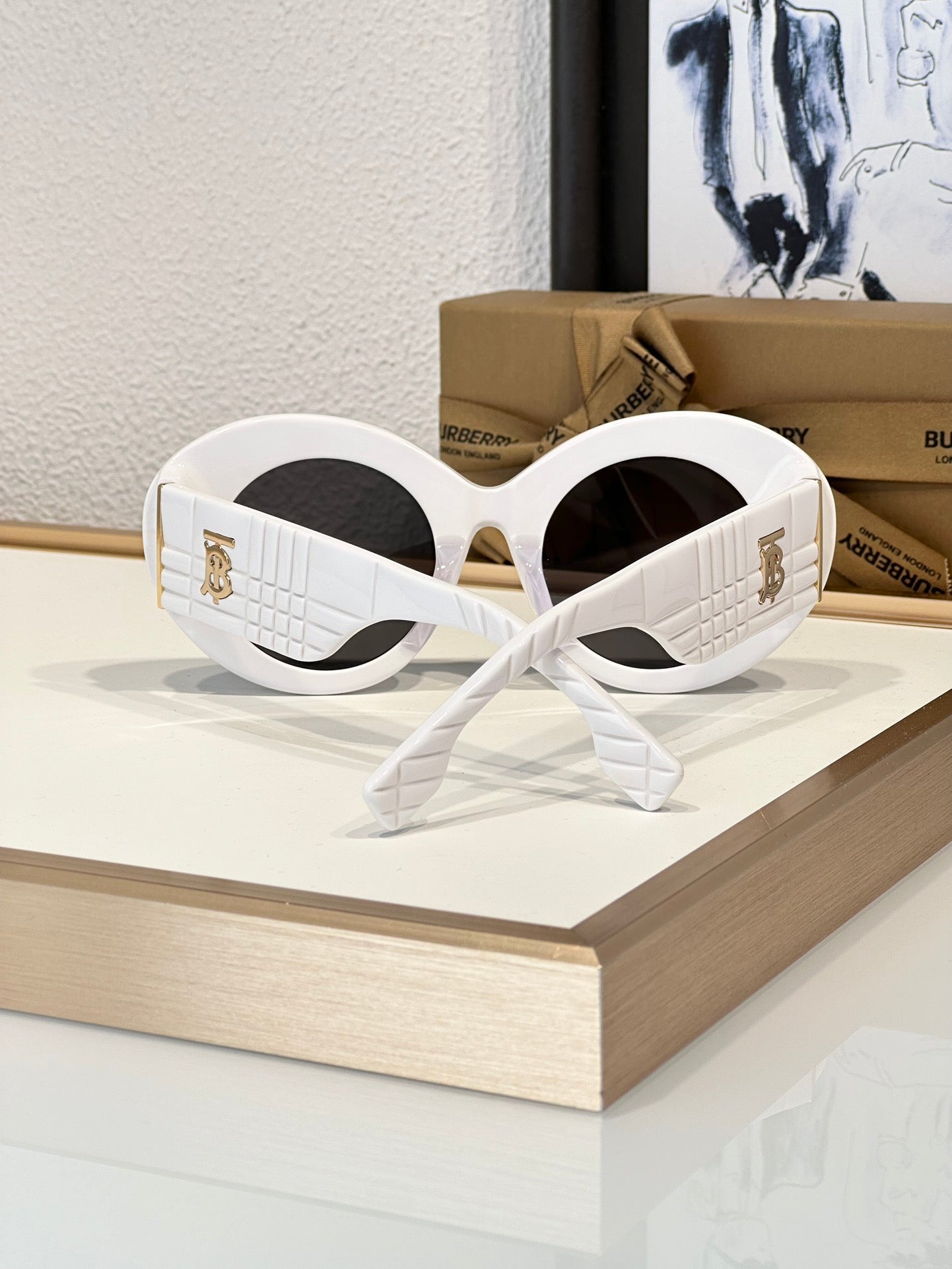 Inspired Burberry B4370U – Oversized Oval Sunglasses (1:1 Mirror Quality)- White
