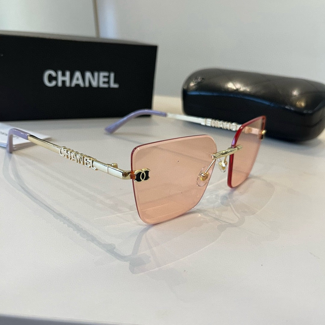 Inspired Chanel 68071 – Rimless Pink Sunglasses with Logo Temples (1:1 Mirror Quality)