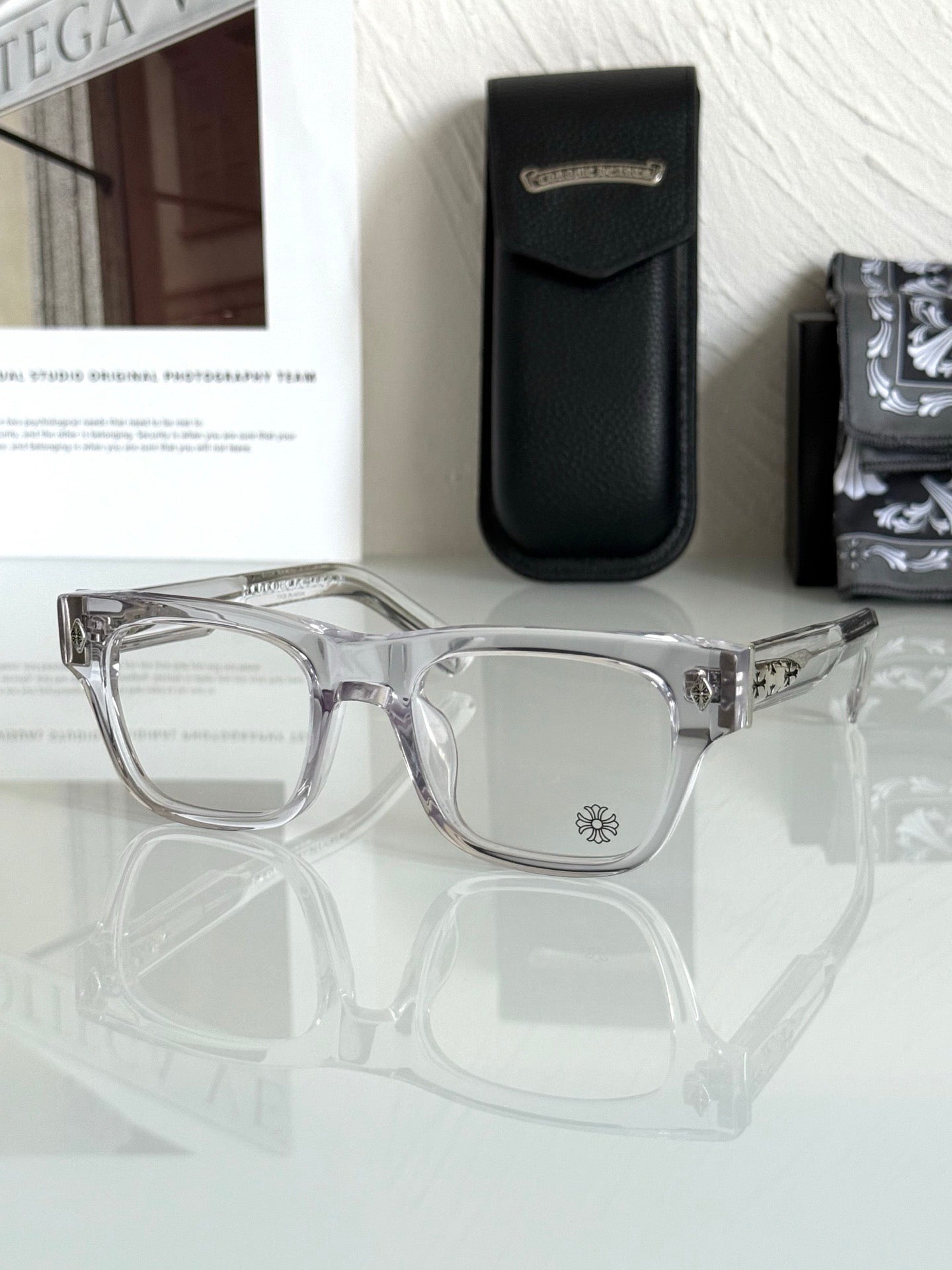 Inspired Chrome Hearts CRYPDIC – Classic Rectangular Eyeglasses (1:1 Mirror Quality)